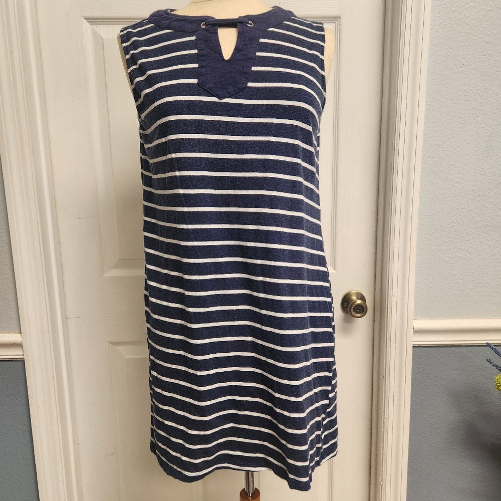 Striped Navy and White Sleeveless Dress